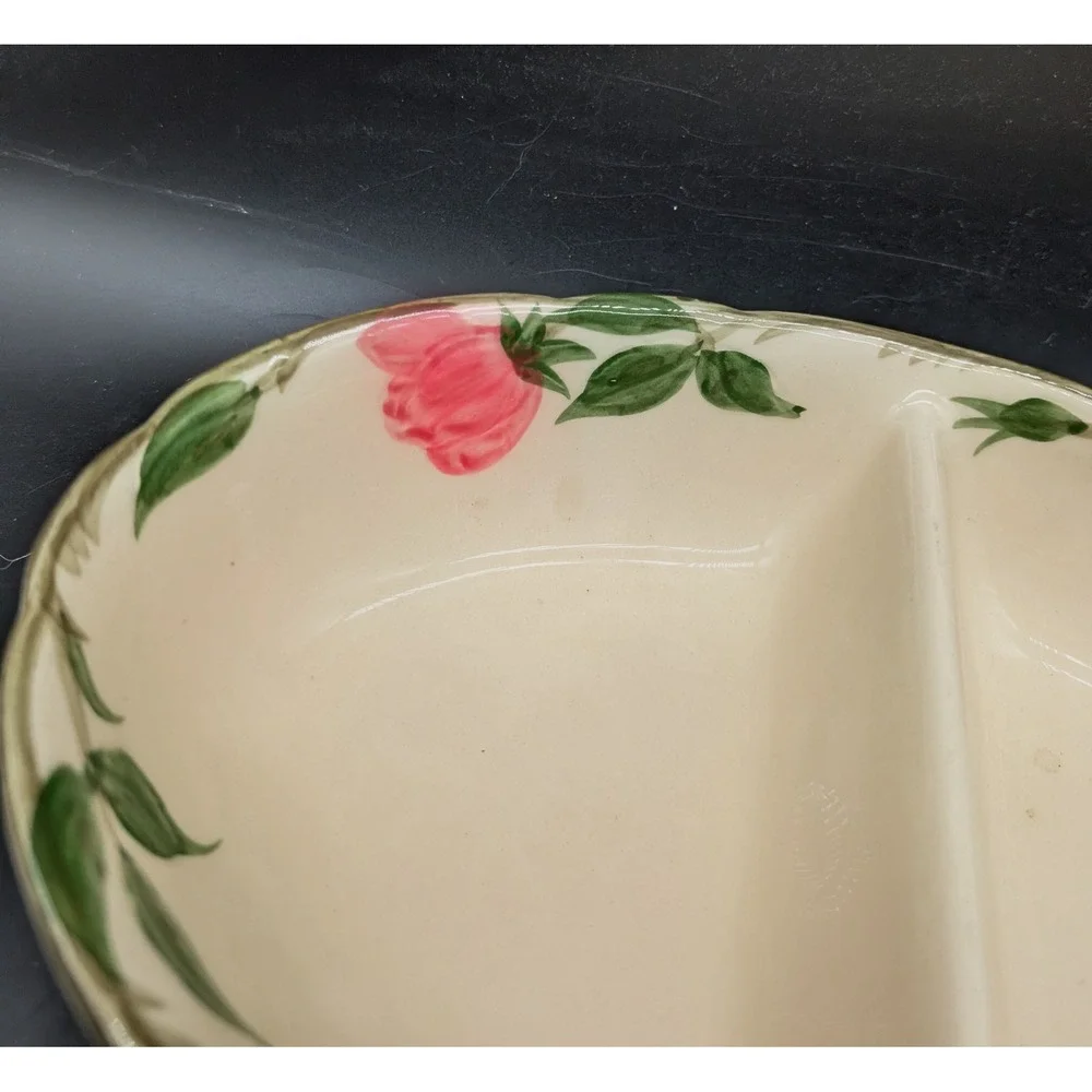 Franciscan Desert Rose Divided Vegetable Bowl Oval Pink Floral Earthenware USA